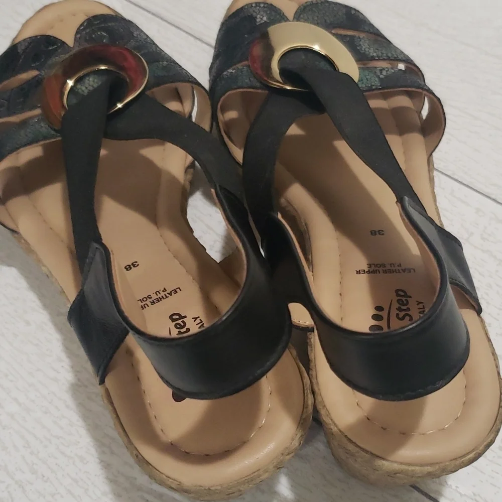Spring Steps 38 sling back open toe wedges espadrilles